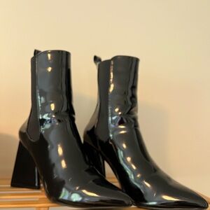 Black Shiny Ankle Boots